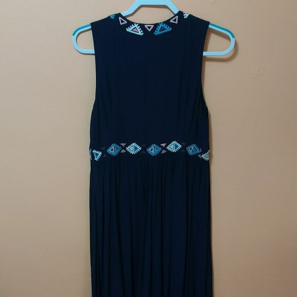 &Other Stories Blue Embroidered Maxi Dress sz 10 - Picture 9 of 13